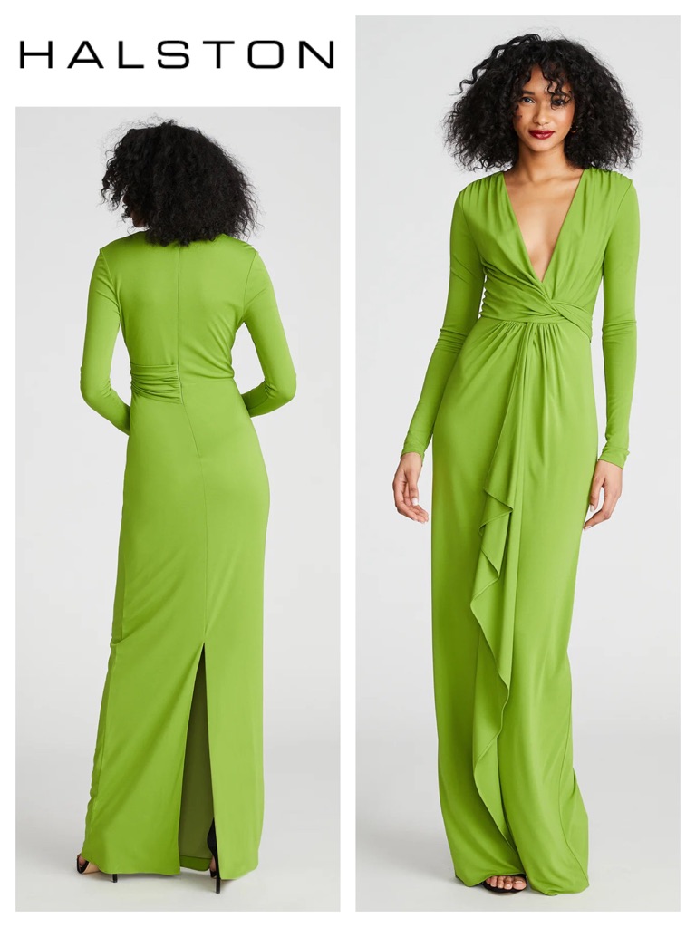 Halston Yolanda Twist Drape Gown In Jersey